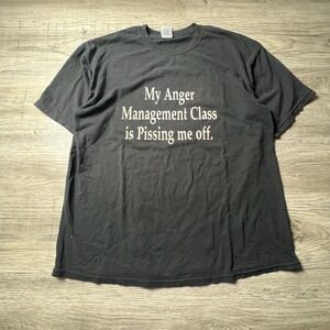 Vtg Graphic Tee Mens XL Black My Anger Management Class Humor Sarcastic Shirt